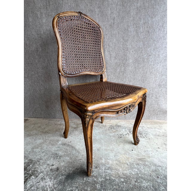Brown Rare Antique C1800s French Louis XV Style Cane Back Seat Chair by Paine Furniture Company Boston For Sale - Image 8 of 17