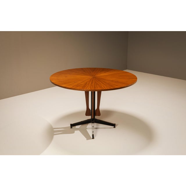 1950s Round Dining Table in Teak Veneer by Carlo Ratti, Italy, 1950s For Sale - Image 5 of 12