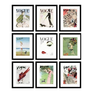 Gallery Wall Framed Art Prints of Vintage Vogue Covers, Set of 9 For Sale