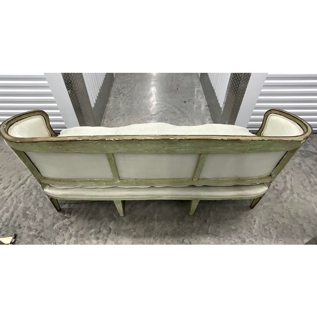 Mid 19th Century Antique Louis XVI Style Venetian Italian Curved Settee Sofa For Sale - Image 5 of 12