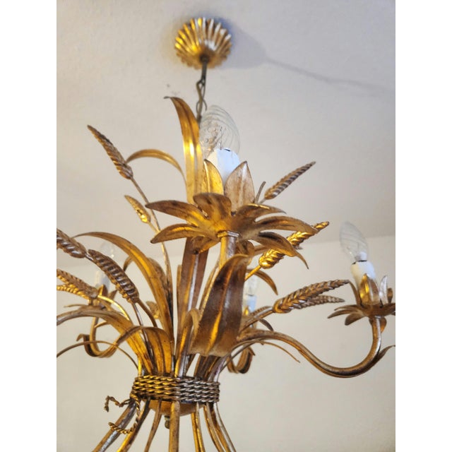 1970s Vintage 5-Light Florentine Chandelier, Italy, 1960s For Sale - Image 5 of 18