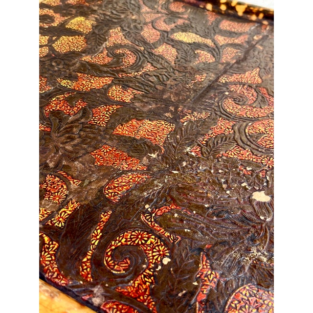 Antique Scorched Bamboo Chinoiserie Side Table With Hand-Painted Lacquer Top, Early 20th Century For Sale - Image 18 of 18