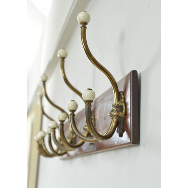Antique 19th Century Gothic Four Hat and Coat Hooks in Brass and Ceramic, 1890s For Sale - Image 9 of 18