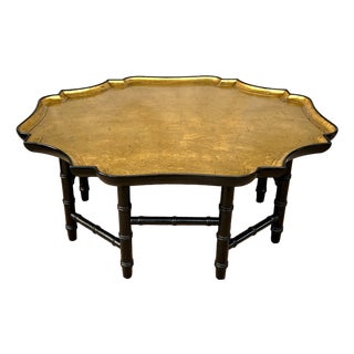 A Kittinger Octagonal Gold Leaf Coffee Table With an Ebonized Faux Bamboo Base For Sale