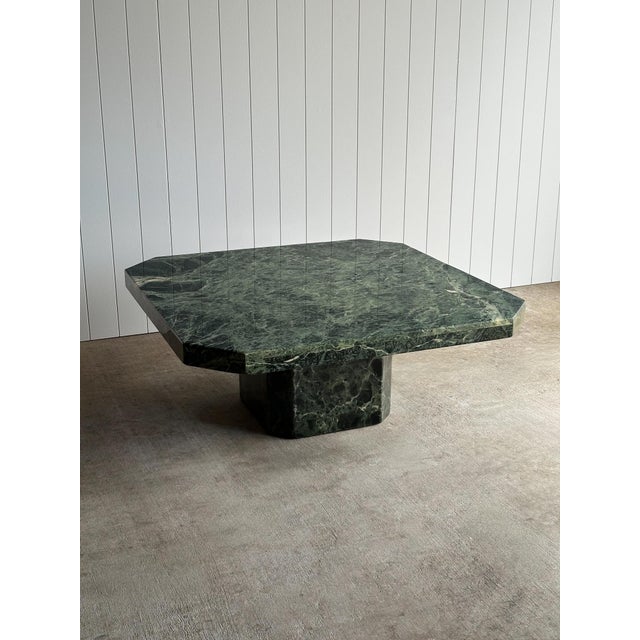 1970s Italian Verde Alpi Marble Coffee Table For Sale - Image 14 of 16