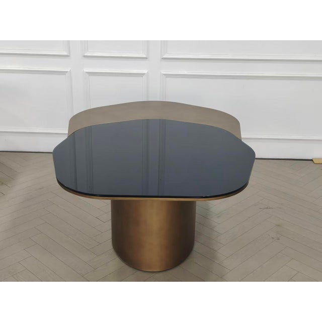Metal Modern 132" Irregular Shape Luxury Kaylee Dining Table in Brass For Sale - Image 7 of 11