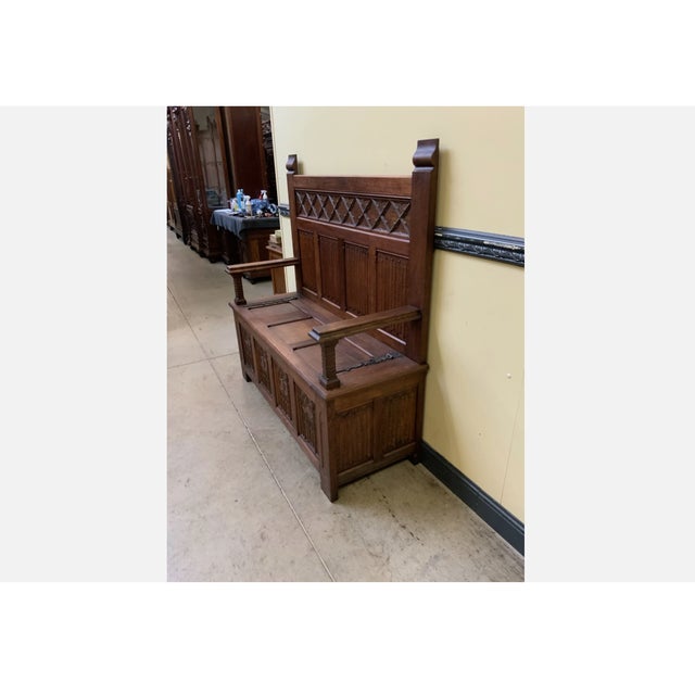 Vintage Neo-Gothic Bench, 1920 For Sale - Image 4 of 8