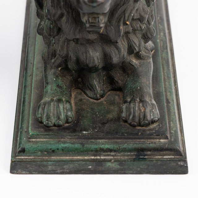 19th Century Victorian Verdigris Patinated Bronze Trafalgar Lions, 1870, Set of 2 For Sale - Image 14 of 18