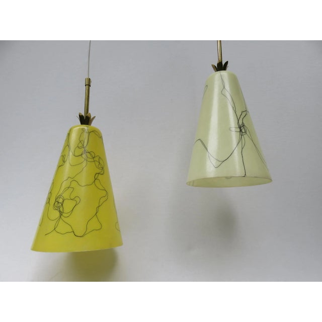 Yellow & Beige Fiberglass Shades Pendant, 1950s For Sale - Image 4 of 14