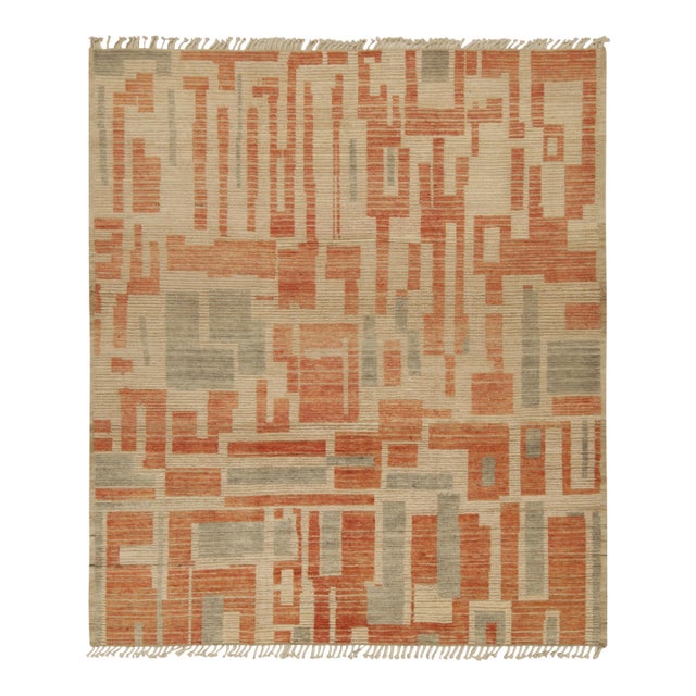 Rug & Kilim’s Modern Rug with Beige-brown Geometric Patterns - 13x18 For Sale
