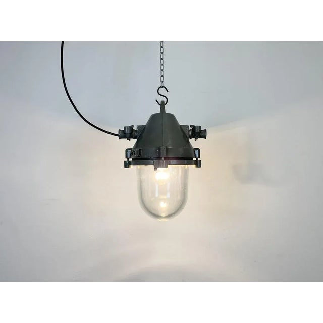 Dark Grey Industrial Cast Aluminium Explosion Proof Lamp from Elektrosvit, 1960s For Sale - Image 11 of 16
