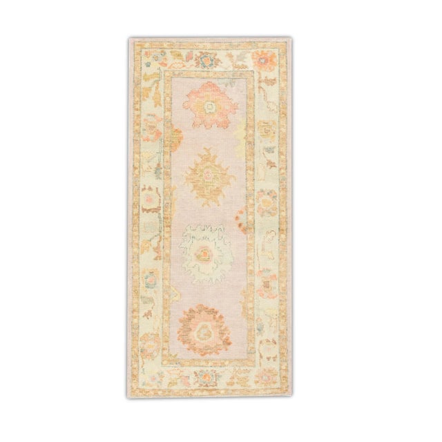 Early 21st Century Pink Floral Handwoven Turkish Oushak Runner 3' X 6'5" For Sale In Houston - Image 6 of 6