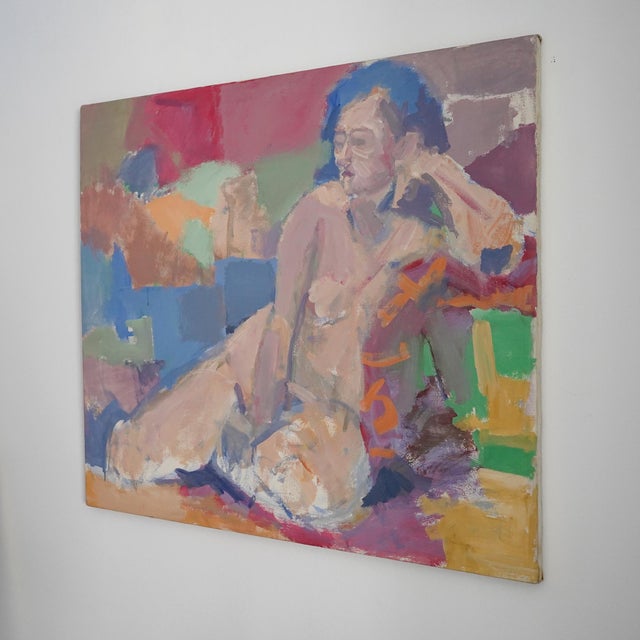 Abstract Vintage Modernist Abstract Nude Painting For Sale - Image 3 of 12