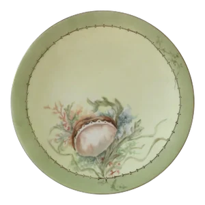 Late 19th Century Jean Pouyat Limoges Antique Salad Plate Sea Clam With Gold Rim Signed by S. Elce