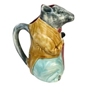 French Majolica Rat Pitcher Poet Laval, Circa 1900