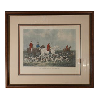 Framed Engraving Print of Stag Hounds Hunt Scene For Sale