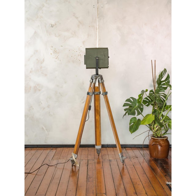 Brown Green Patt 45 Theater Light on Wooden Tripod from Strand Electric, 1960s For Sale - Image 8 of 18