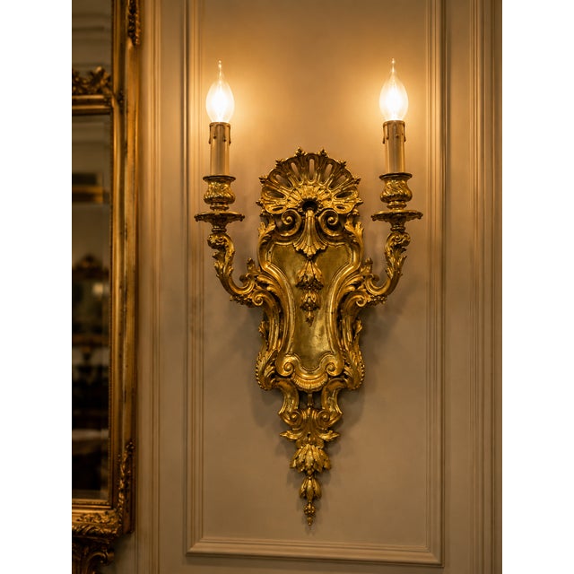 19th Century 19th C French Louis XVI Gilt Bronze Wall Lamps/Sconces Pair For Sale - Image 5 of 11