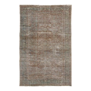 Antique Mahal Wool Rug With Muted Terracotta & Sage Palette For Sale