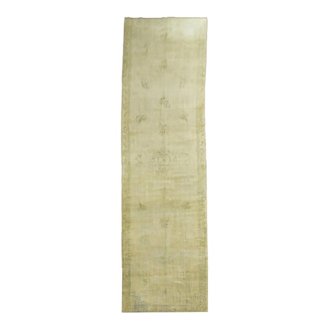 19th Century Beige and Green Chinese Gallery Corridor Rug - 5' x 19'2" For Sale