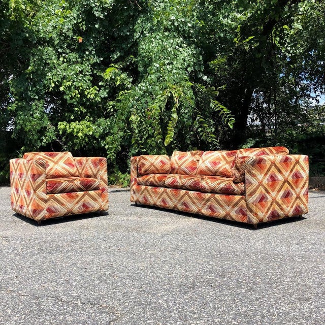 1970s Retro Geometric Patterned Sofa For Sale - Image 4 of 6