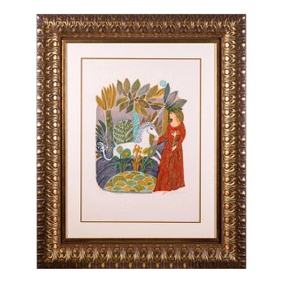 Mid 20th Century Virgo Zodiac Hand Signed Contemporary 55/250 Framed Lithograph by Judith Bledsoe For Sale