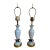 Vintage Pale Blue Opaline Glass & Brass Palm Leaf Table Lamps - a Pair For Sale