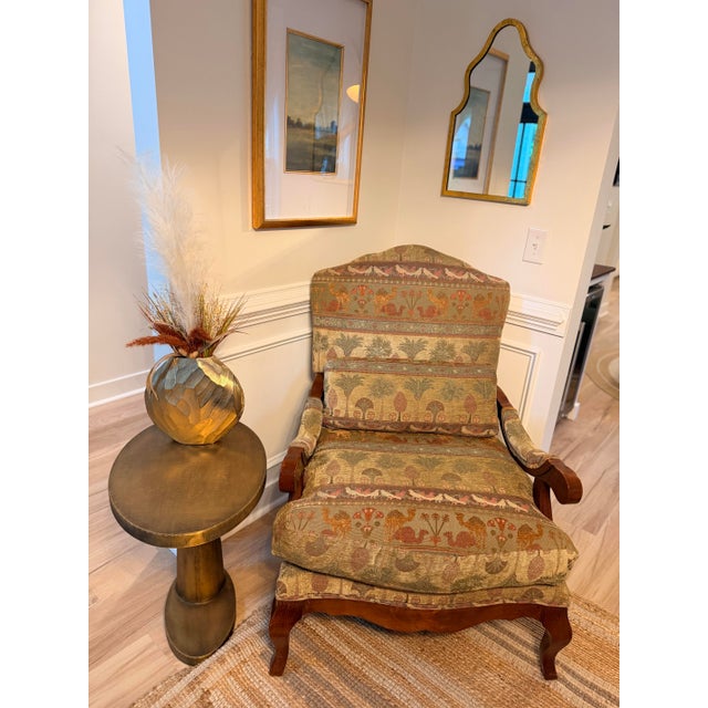 Early 21st Century Fairfield Camel and Palm Tapestry Chair For Sale - Image 5 of 10