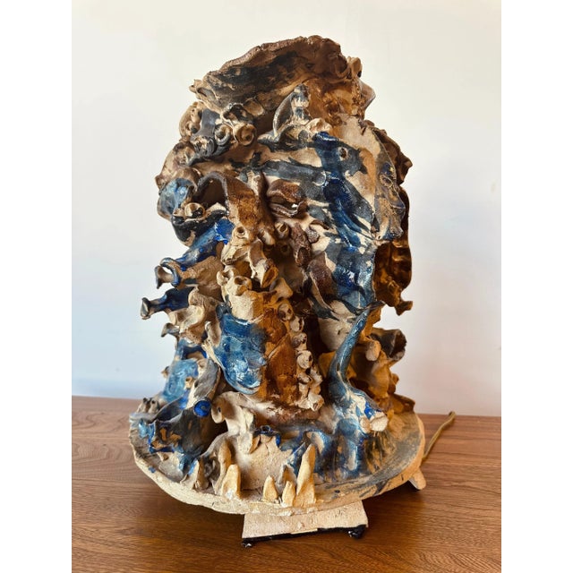 Abstract Ceramic Glazed Sculptural Lamp For Sale - Image 9 of 11