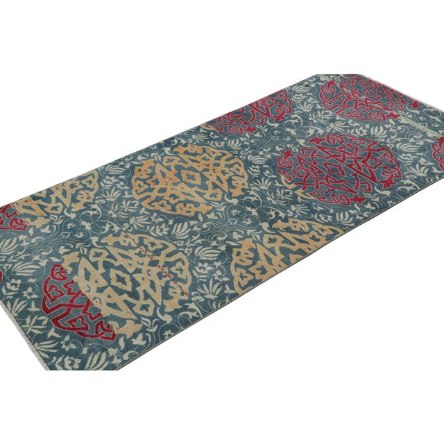 Rug & Kilim Vintage Hereke Runner Rug in Teal Blue With Arabesque Medallions | Rug & Kilim For Sale - Image 4 of 7