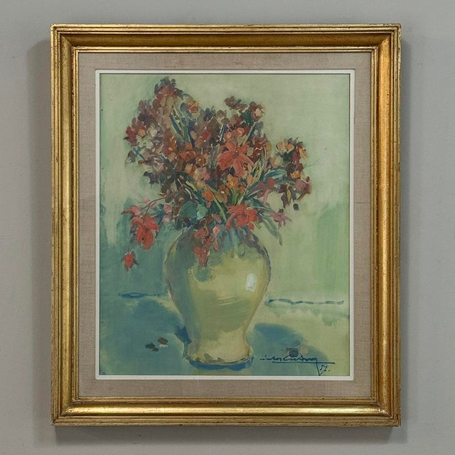 Framed Gouache on Canvas by Louis Van Cutsem (1909-1992), Dated 1957 For Sale In Dallas - Image 6 of 15