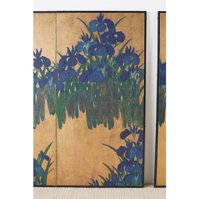 Japanese Iris Screens on Gilt After Ogata Korin a Pair Chairish