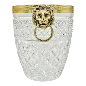 Vintage Saint Louis Attributed Crystal Lion Head Ice Bucket Barware