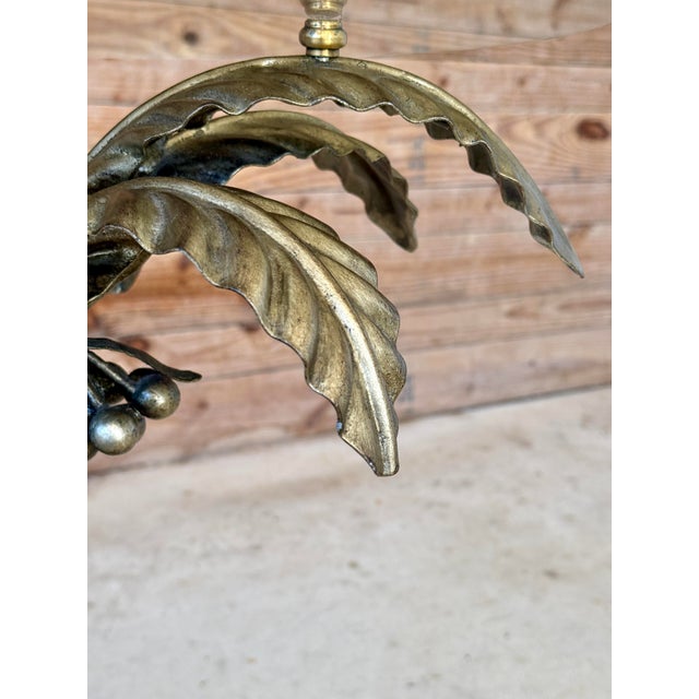 Vintage Regency Marge Carson Gilt Palm Tree Table With Marble Base and Glass Top For Sale - Image 11 of 12