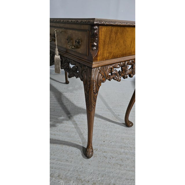 Queen Anne Burr Walnut Console Table, 1920 For Sale - Image 15 of 16