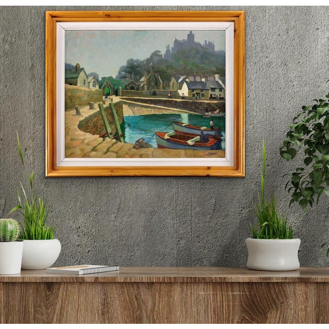Ken Symonds, The Harbour, St Michaels Mount, Cornwall, 1982, Oil Painting, Framed For Sale - Image 16 of 18