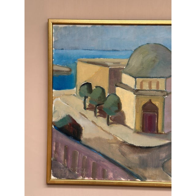 Original vintage swedish oil on canvas – “rhodes” by l. Wilton – signed & dated 1962 – framed – 69 × 58 cm (27.2" × 22.8")...