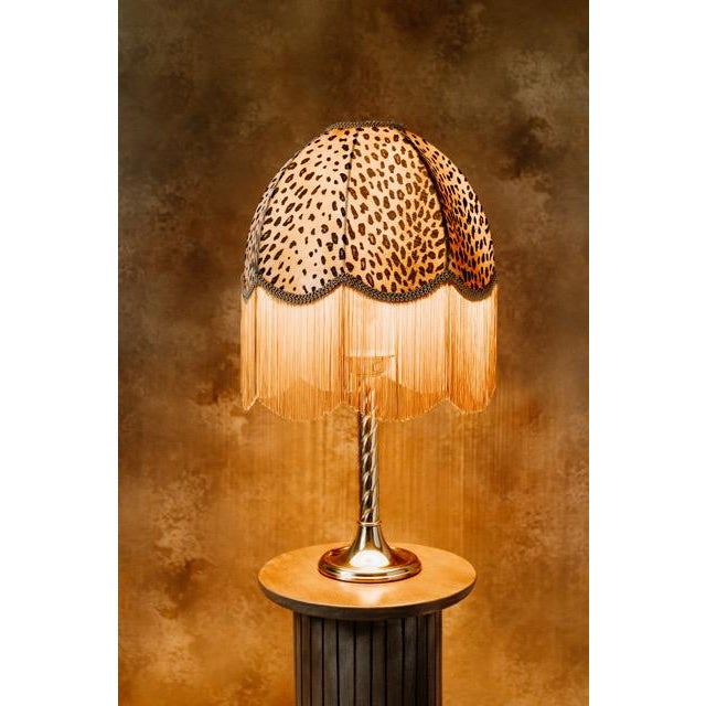 Art Deco The Barbara Leopard Print Fringed Lampshade - Small For Sale - Image 3 of 7