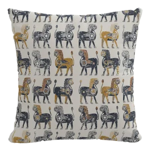20" Decorative Pillow in Ochre Lion Block