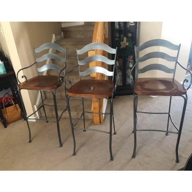 1990s Ethan Allen Tall Stools-Set of 3 For Sale - Image 9 of 15