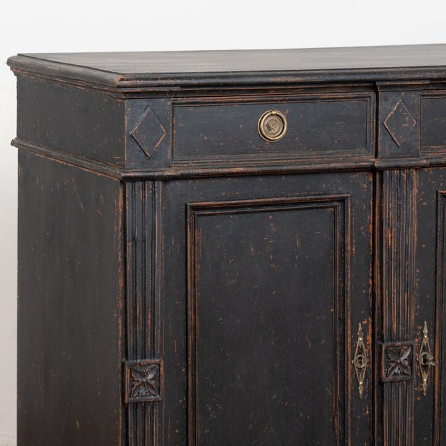 Black 19th Century Swedish Black Painted Pine Sideboard Buffet For Sale - Image 8 of 15