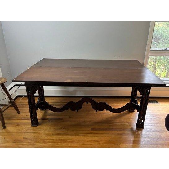 1980s Vintage Chinese Chippendale Style Flip-Top Console Dining Table For Sale - Image 5 of 5