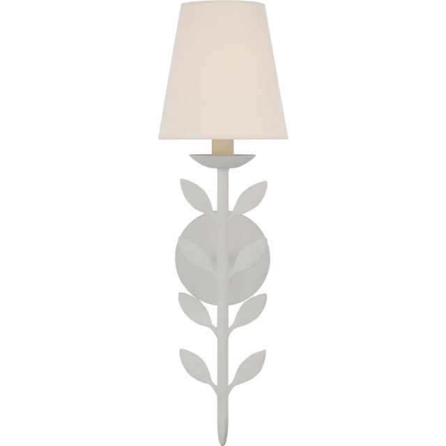 Julie Neill for Visual Comfort Signature Avery 20" Sconce Plaster White with Linen Shade For Sale