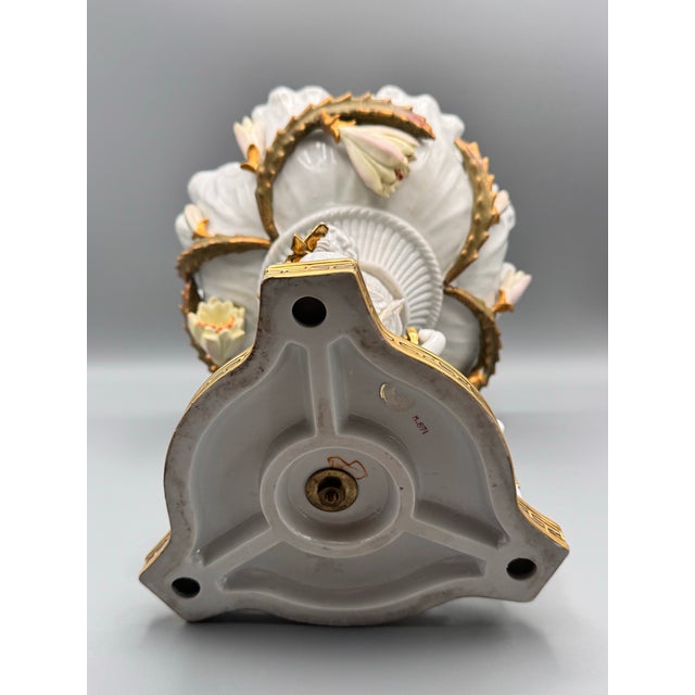 Late 20th Century Large Cherub Compote French Inspired Porcelain 12” Vintage For Sale - Image 5 of 10