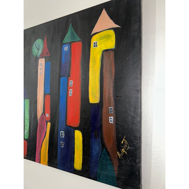Black 2026 “Whimsical City” Original Acrylic on Canvas Painting by RacquelJ For Sale - Image 8 of 9