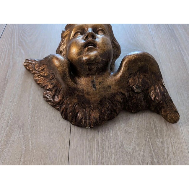 Wood Early 20th Century Giltwood Cherub or Putto Wall Sculpture For Sale - Image 7 of 9