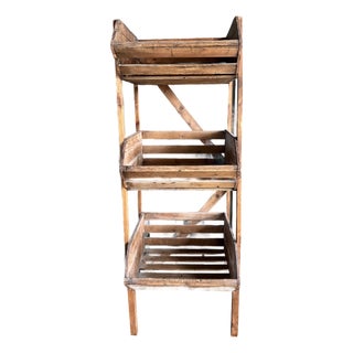 Vintage Rustic Wooden Farmhouse Market Display/Produce Stand For Sale