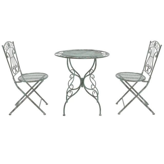 Metal Semly 3 Piece Bistro - Antique Dark Green For Sale - Image 7 of 8