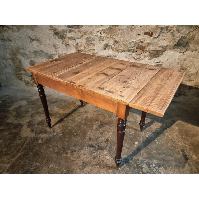 Vintage French Pine Table with Extendable Side, 1930s For Sale - Image 6 of 17