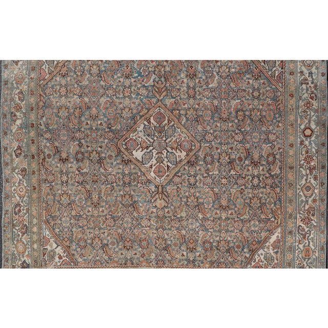 Textile Antique Persian Bibikabad Rug With Intricate Medallion Floral Design 6'9 X 6'9 For Sale - Image 7 of 12